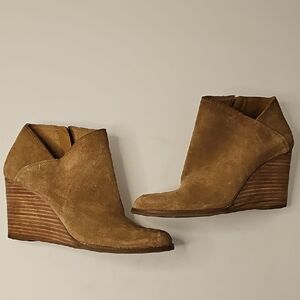 Lucky Brand Brown Suede Wedge Booties